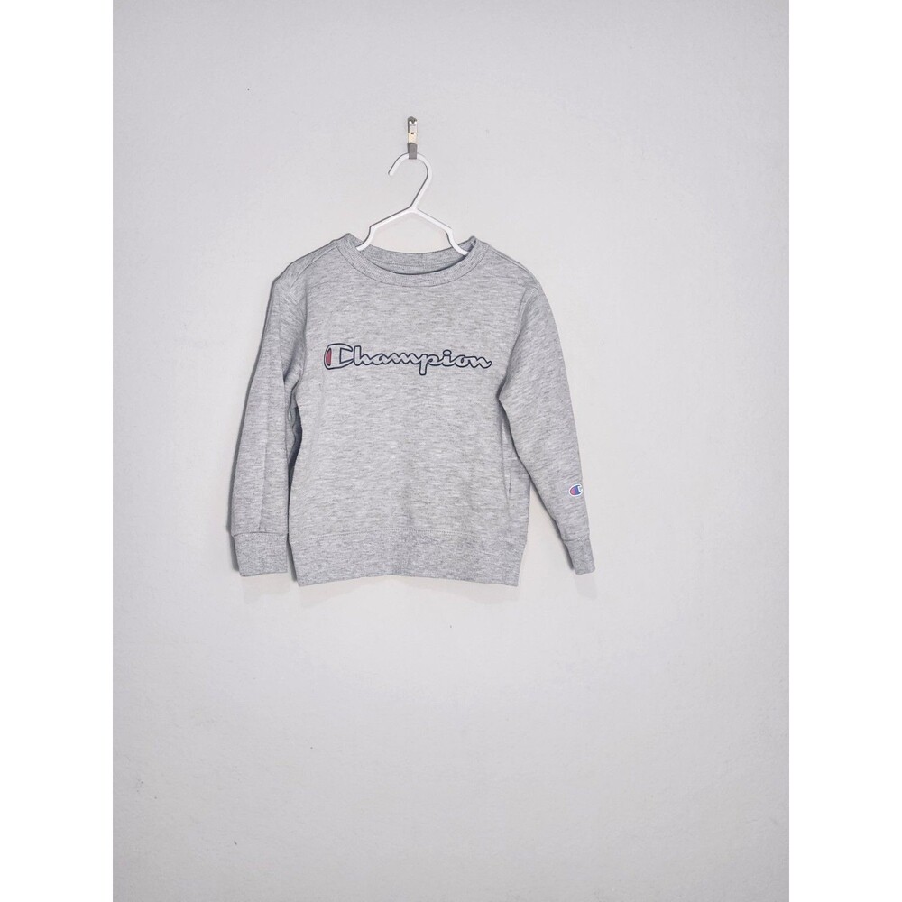 Champion Toddler Boys 4T Gray Pullover Sweatshirt Long Sleeve Logo Crewneck